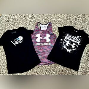 3 Under Armour girls shirts Youth Small